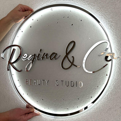 Round Acrylic Backlit Business Sign